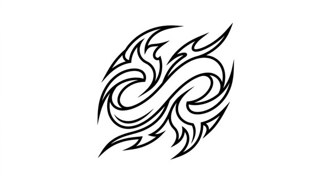 Elegant black and white tribal tattoo design swirl.