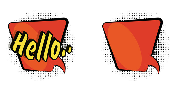 Comicstyle speech bubbles with hello text and empty bubble on white background for graphic design and communication transparent background