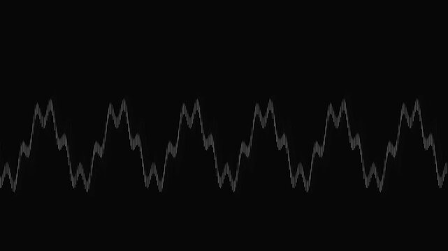 Abstract visual representation of digital sound wave oscillating in repeating patterns on dark background