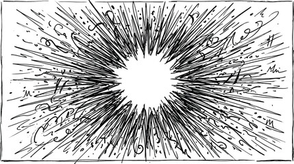 Hand Drawn Comic Book Style Sunburst Vector Design with Retro Starburst Rays Explosion and Action Elements for Manga, Backgrounds, and Pop Art Graphics © Hachhada