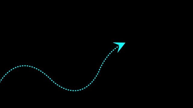 Dotted wave arrow path Curved navigation direction line Motion graphics of hand drawn movement indicator 4k video.