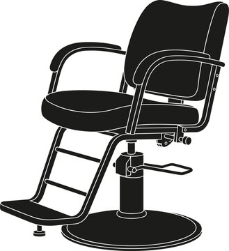 Black vintage barber chair silhouette isolated on white background vector illustration for hair salon branding