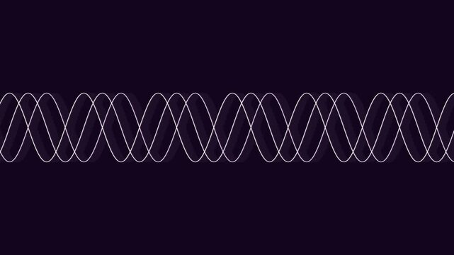 Abstract Graphical Representation of Intertwining Sinusoidal Waves on a Dark Purple Background for Science Concepts