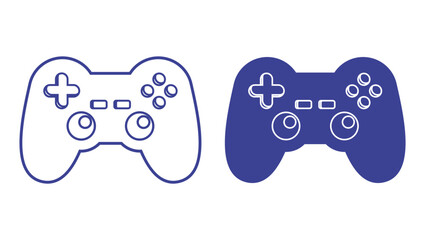 Modern Game Controller Icon Set in Outline and Solid Style, Video Game Joystick Symbol, Gaming Console Controller Vector Illustration Isolated on White Background © mstborshaakterbd