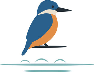 Obraz premium Minimalist flat of a kingfisher bird above water animal vector illustration EPS PNG file