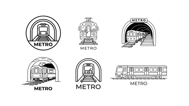 Metro Train Line Art Vector Icon Set Isolated on PNG Background, metro, metro train, subway, subway train, underground railway, rapid transit, public transport, public transportation, railway, 