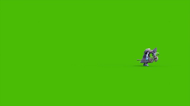 Green Screen High Priest Shaman Run Side 3D Rendering Animations CGI 4K