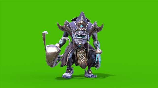 Green Screen High Priest Shaman Runcycle Loop 3D Rendering Animations CGI 4K