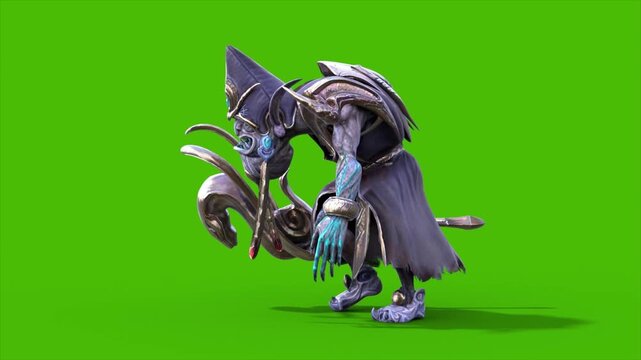 Green Screen High Priest Shaman Runcycle Side Loop 3D Rendering Animations CGI 4K