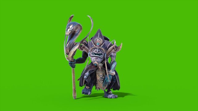 Green Screen High Priest Shaman Walkcycle Loop 3D Rendering Animations CGI 4K