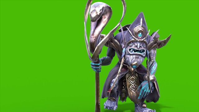 Green Screen High Priest Shaman Walks Front 3D Rendering Animations CGI 4K
