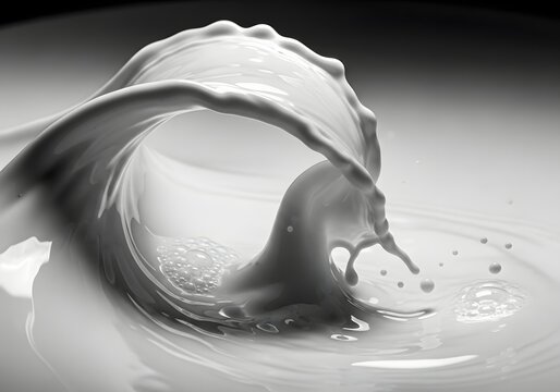 Abstract macro shot of a white liquid splash creating a beautiful wave in motion