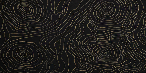 Topographic map style abstract seamless pattern with gold contour lines on black background topographic abstract seamless geography cartography elevation background geometric luxurious © MOHAMAD