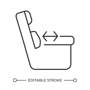 Ergonomic seat depth adjustability line icon. Modular comfort design. Automotive seating customization. Isolated vector illustration. Outline symbol. Simple linear drawing. Editable stroke