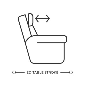 Ergonomic furniture feature line icon. Neck support adjustment. Smart seating comfort. Passenger wellness. Isolated vector illustration. Outline symbol. Simple linear drawing. Editable stroke