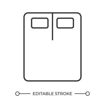 Split king adjustable mattress line icon. Personalized comfort zone. Dual zone sleep surface. Furniture layout. Isolated vector illustration. Outline symbol. Simple linear drawing. Editable stroke