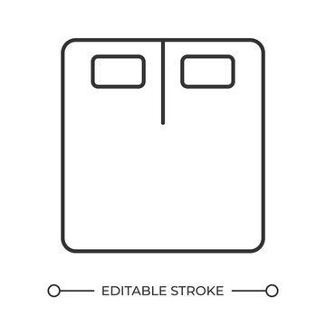 Luxury king bedding line icon. Urban apartment design. Ergonomic comfort solution. Dual zone sleep setup. Isolated vector illustration. Outline symbol. Simple linear drawing. Editable stroke