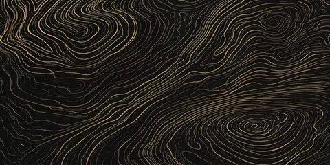 Gold topographic contour line art on dark textured background with topographic abstract background geography elevation metallic seamless cartography luxurious wallpaper backdrop navigation © MOHAMAD