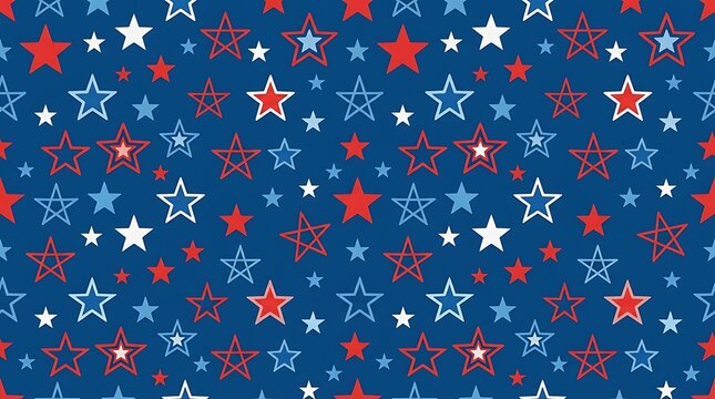 Patriotic seamless pattern with red white and blue stars