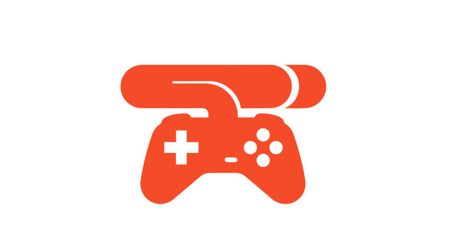 Orange game controller logo integrated with telephone handset.