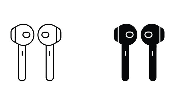 Premium Wireless earbuds icon set Vector Icon Isolated on White Background