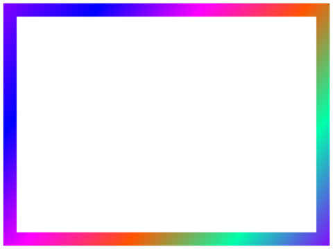Colorful rectangular frame with a vibrant gradient border isolated on transparent background