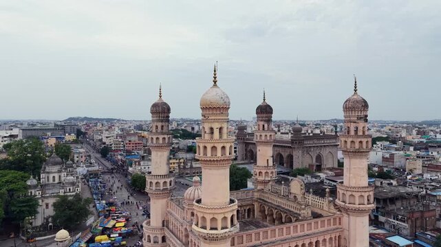 Aerial shot of Charminar in Hyderabad, India