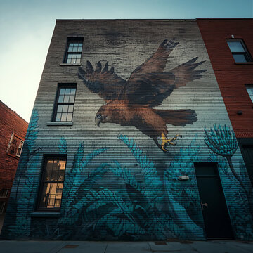 eagle in flight sky fantasy landscape with a dragon
