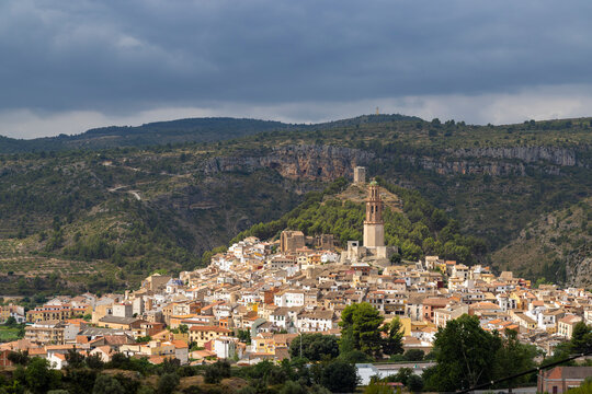 Jerica town with its bell tower and castle ruins