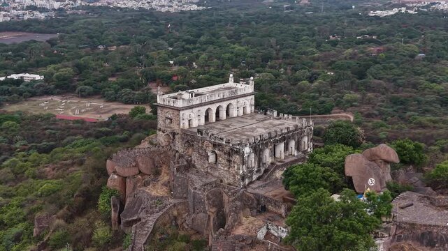 Aerial shot of Golconda Fort in Hyderabad, India