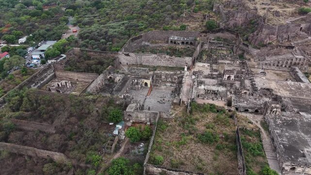 Aerial shot of Golconda Fort in Hyderabad, India