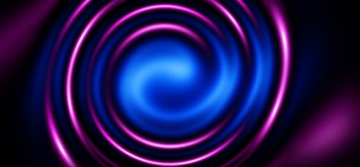 Naklejka premium Abstract Purple and Blue Spiral Glow Background with Neon Circular Waves, Perfect for Banners, Posters, Headers, Wallpapers and Presentations