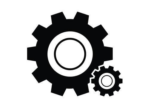 Industrial gear wheel icons in two sizes for engineering and mechanical process visualization