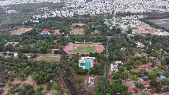 Aerial shot of play stadium in Hyderabad, India