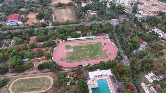 Aerial shot of play stadium in Hyderabad, India
