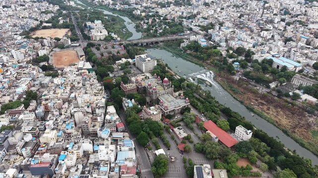 Aerial shot of Telangana High Court in Hyderabad, India