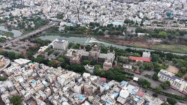 Aerial shot of Telangana High Court in Hyderabad, India