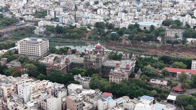 Aerial shot of Telangana High Court in Hyderabad, India