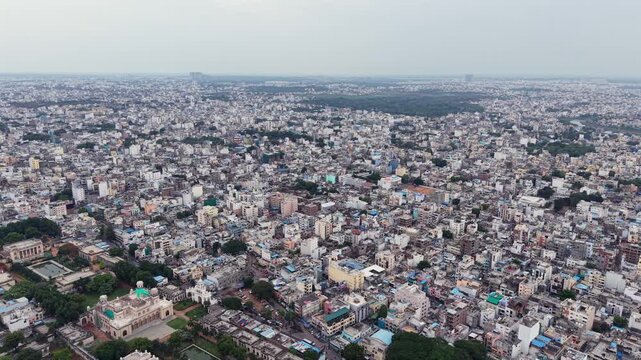 Aerial view of Hyderabad city in India