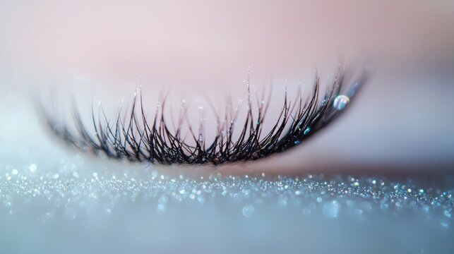 Lash natural shine closeup macro eyelashes water drops glitter sparkle beauty texture cosmetic eye care detail