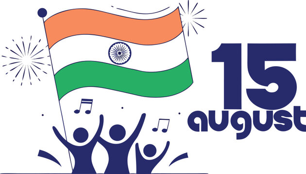 Indian Independence Day celebration with flag and joyful people