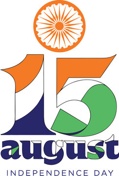 Indian Independence Day celebration graphic with 15 August text