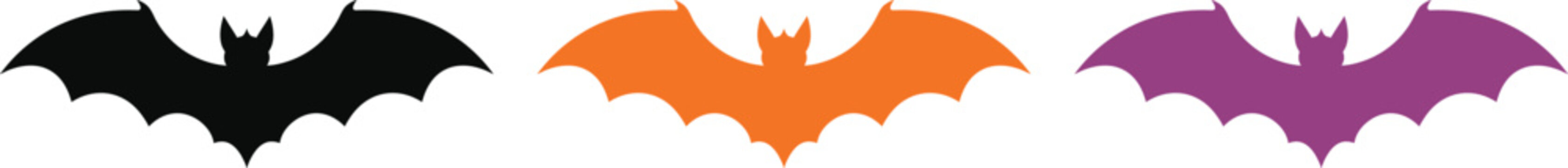 Classic Halloween Flying Bat Silhouette Vector Set for October 31 Design