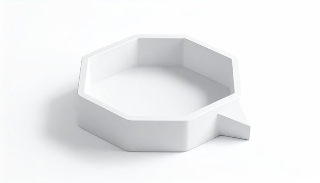 A blank, hexagonal speech bubble outline sits on a white surface