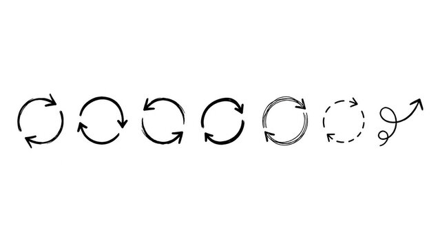 Circular arrows icons set. Directional symbols collection
