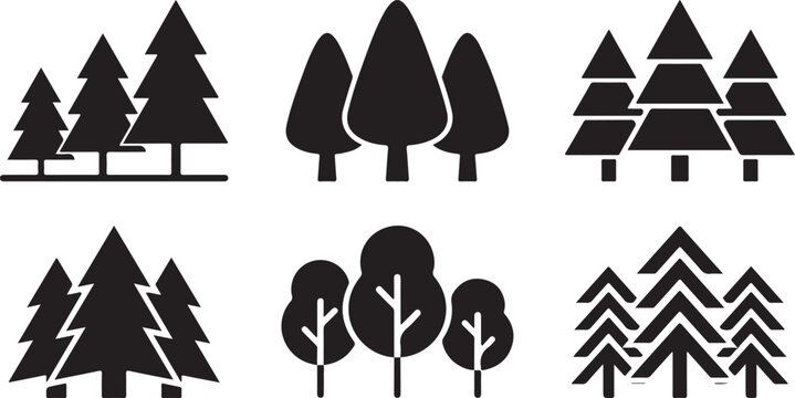 Black Pine Forest Icon Vector Woodland Conservation Minimal Filled Symbol Collection