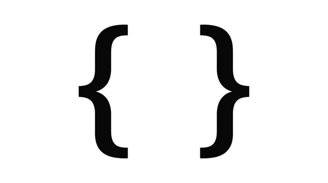 Curly bracket pair silhouette on a white background