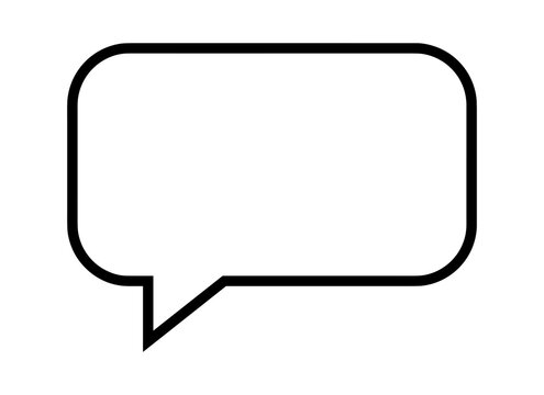 Simple blank rectangular speech bubble icon as transparent cutout