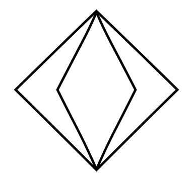 Geometric diamond shape outline abstract graphic as clean cutout