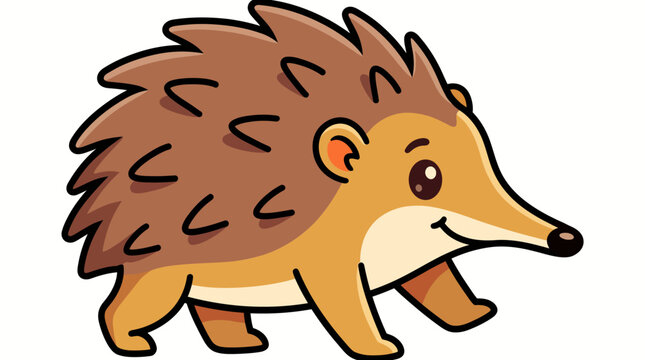 Cute cartoon hedgehog walking